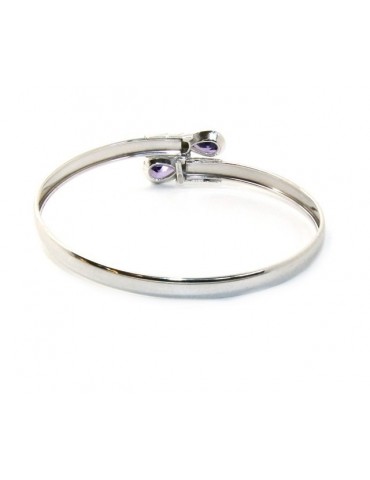 ARGENTO 925 : Bracciale donna schiava aperto contrarie' zircone verde  goccia 2 griffe