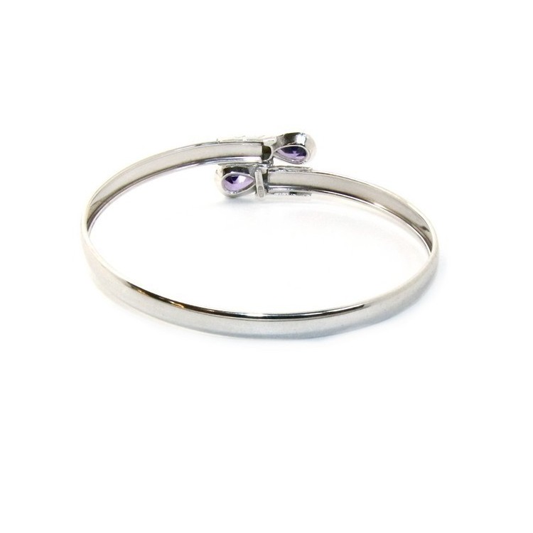 NLB|SILVER 925: Woman slave bracelet open contrarie green zircon drop 2 griffe