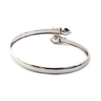 NLB|ARGENTO 925 : Bracciale donna schiava aperto contrarie' zircone bianco goccia 4 griffe