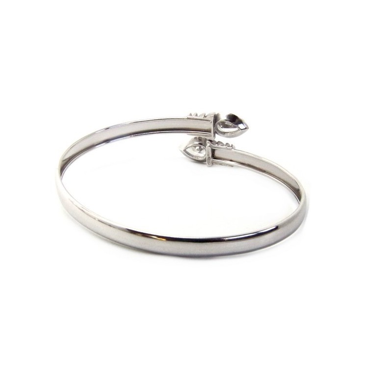 NLB|ARGENTO 925 : Bracciale donna schiava aperto contrarie' zircone bianco goccia 4 griffe