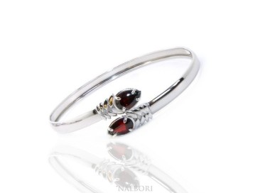 NLB|SILVER 925: Woman slave bracelet open contrarie rose zircon drop 4 griffe
