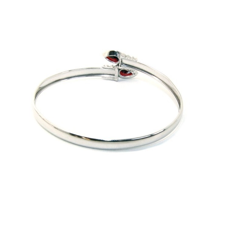 NLB|ARGENTO 925 : Bracciale donna schiava aperto contrarie' zircone rosa goccia 4 griffe