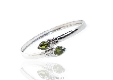 NLB|SILVER 925: Woman slave bracelet open contrarie red zircon drop 4 griffe