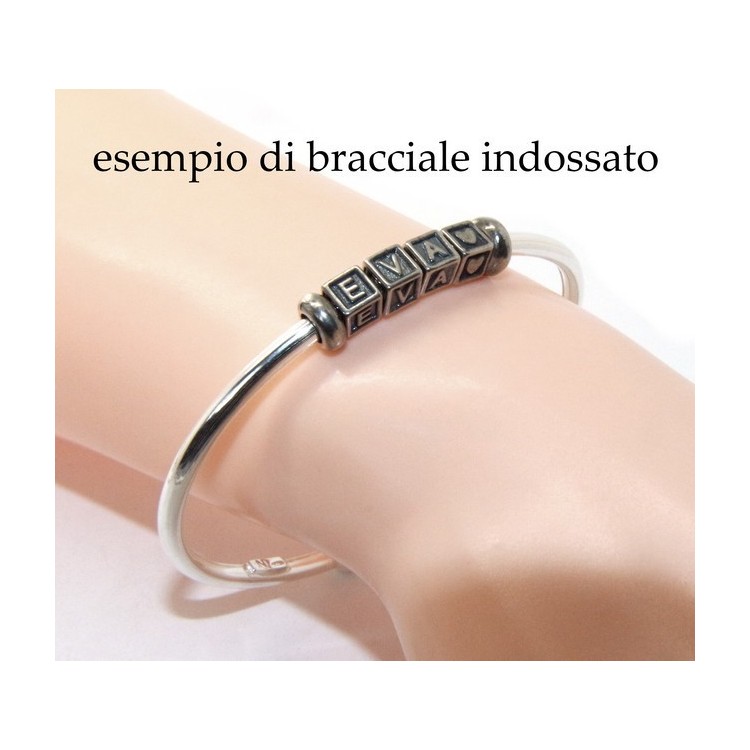 NLB|ARGENTO 925 : Bracciale donna uomo CHARME chiusura brevettata ovale - Nalbori componibili - con 2 STOP 3 lettere ISA
