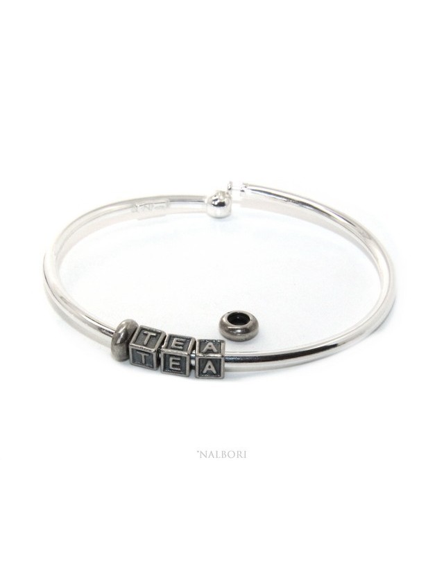SILVER 925: Man's Christening Charme patented Oval Closure - Modular Sweatshirts - with 2 STOP and 3 letters zoe SILVER 925: Man's Christening Charme patented Oval Closure - Modular Sweatshirts - with 2 STOP and 3 letters zoe