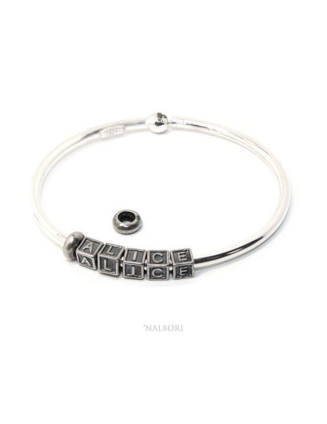 ARGENTO 925 : Bracciale donna uomo CHARME chiusura brevettata ovale - Nalbori componibili - con 2 STOP 4 lettere ROSY ARGENTO 925 : Bracciale donna uomo CHARME chiusura brevettata ovale - Nalbori componibili - con 2 STOP 4 lettere ROSY