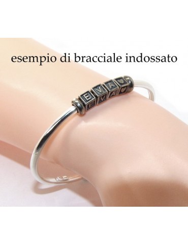 ARGENTO 925 : Bracciale donna uomo CHARME chiusura brevettata ovale - Nalbori componibili - con 2 STOP 5 lettere SOFIA