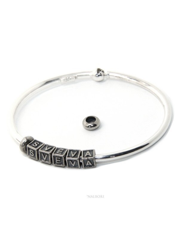 ARGENTO 925 : Bracciale donna uomo CHARME chiusura brevettata ovale - Nalbori componibili - con 2 STOP 5 lettere SVEVA ARGENTO 925 : Bracciale donna uomo CHARME chiusura brevettata ovale - Nalbori componibili - con 2 STOP 5 lettere SVEVA