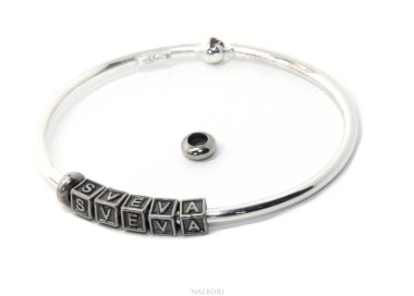 NLB|ARGENTO 925 : Bracciale donna uomo CHARME chiusura brevettata ovale - Nalbori componibili - con 2 STOP 5 lettere SVEVA