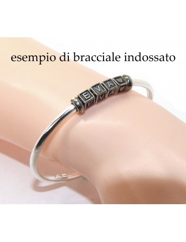 ARGENTO 925 : Bracciale donna uomo CHARME chiusura brevettata ovale - Nalbori componibili - con 2 STOP 5 lettere MARIA