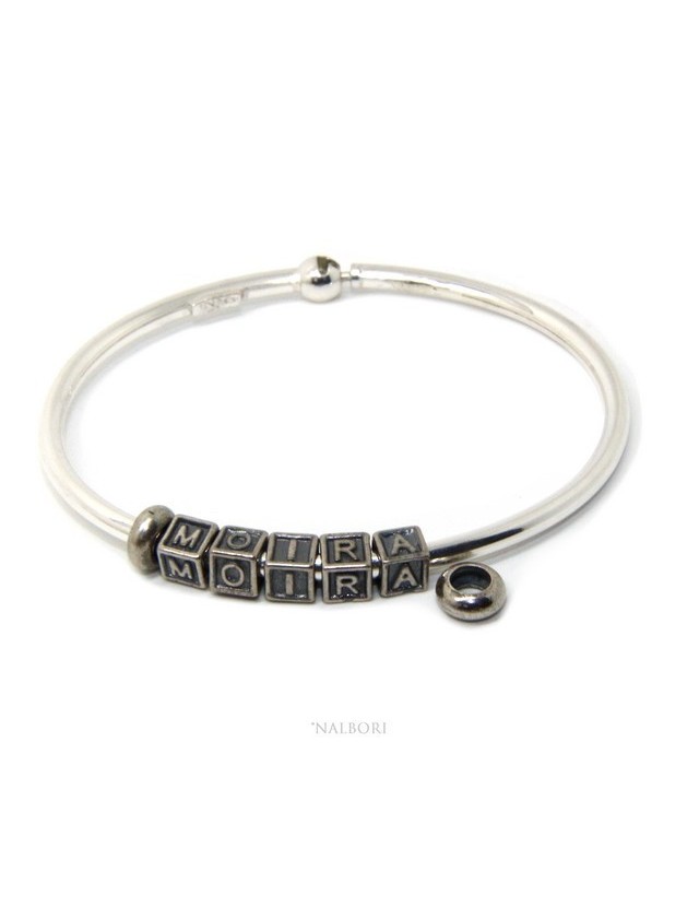 ARGENTO 925 : Bracciale donna uomo CHARME chiusura brevettata ovale - Nalbori componibili - con 2 STOP 5 lettere MARIA ARGENTO 925 : Bracciale donna uomo CHARME chiusura brevettata ovale - Nalbori componibili - con 2 STOP 5 lettere MARIA