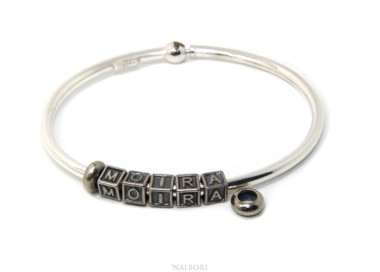 NLB|ARGENTO 925 : Bracciale donna uomo CHARME chiusura brevettata ovale - Nalbori componibili - con 2 STOP 5 lettere MARIA