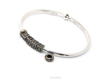 NLB|ARGENTO 925 : Bracciale donna uomo CHARME chiusura brevettata ovale - Nalbori componibili - con 2 STOP 4 lettere RITA