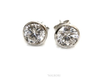 NLB|Silver 925: earrings woman man large onion 8 mm cubic zirconia