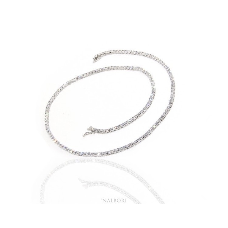 NALBORI|silver chain for man or woman, white color zk stones classic style 2,5 clear