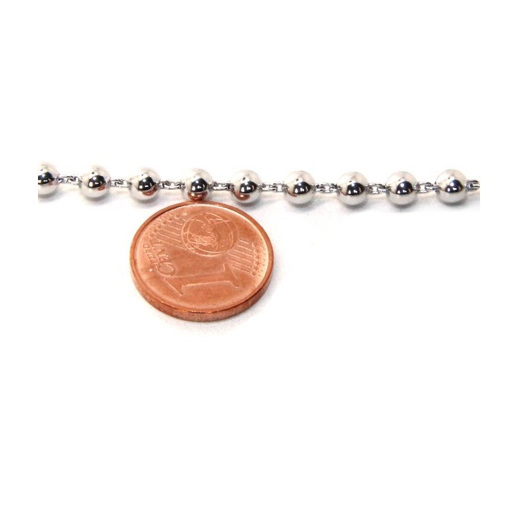 NLB|Bracciale rosario per uomo e donna in Argento 925 croce liscia palline 4 mm varie lunghezze Chiaro