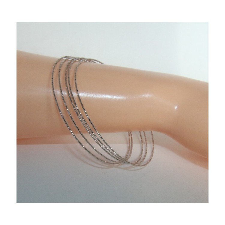 NLB|Argento 925 Bracciale bangle donna cerchi diamantati 5 pezzi