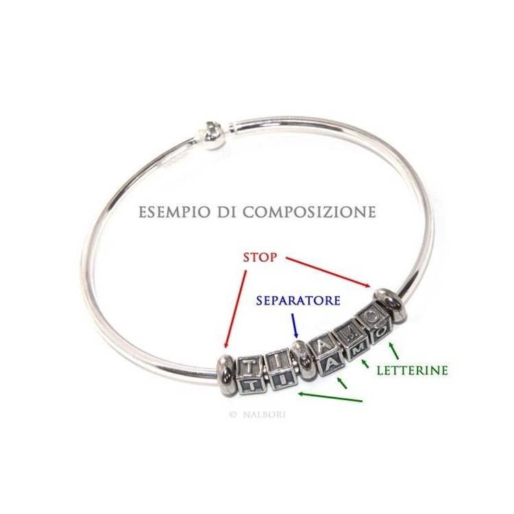 NLB|Bracciale argento 925 per charm ovale misura large -  Nalbori componibili - manetta