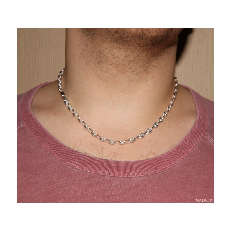 NLB|SILVER 925: Necklace or long clear marine link bracelet 6x8, for men or women