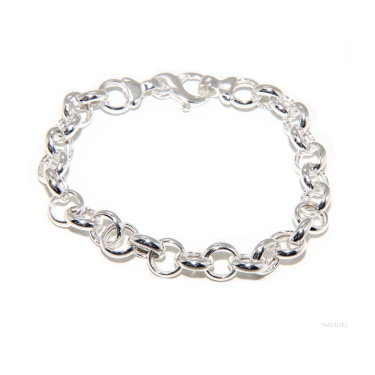 NLB|632/5000 Woman bracelet in 925 silver, not rhodium, rolo 'circles also to hang pendants 19 - 20 cm