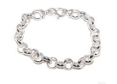 NLB|Bracciale donna in Argento 925 non rodiato, rolo' cerchi anche per appendere ciondoli 19 - 20 cm