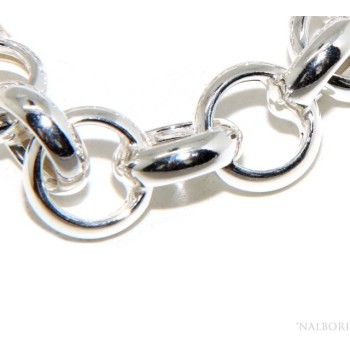 NLB|632/5000 Woman bracelet in 925 silver, not rhodium, rolo 'circles also to hang pendants 19 - 20 cm