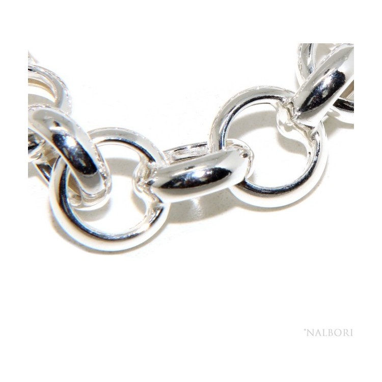 NLB|Bracciale donna in Argento 925 non rodiato, rolo' cerchi anche per appendere ciondoli 19 - 20 cm