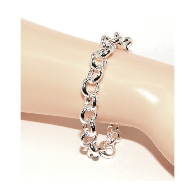 NLB|Bracciale donna in Argento 925 non rodiato, rolo' cerchi anche per appendere ciondoli 19 - 20 cm