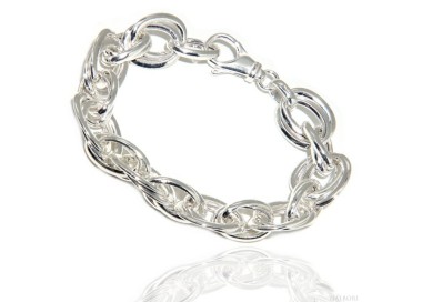 NLB|Woman bracelet in 925 sterling silver, 17 cm double oval link