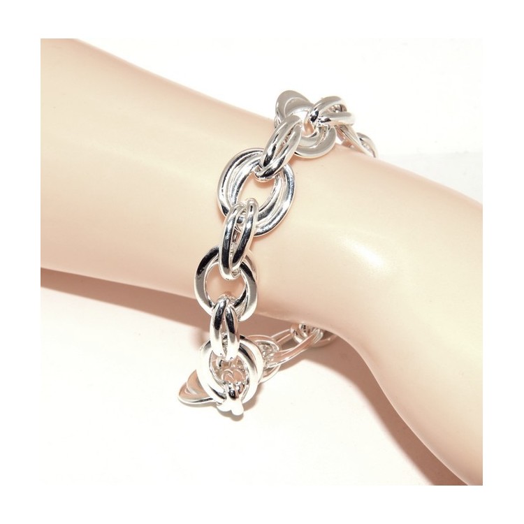 NLB|Woman bracelet in 925 sterling silver, 17 cm double oval link