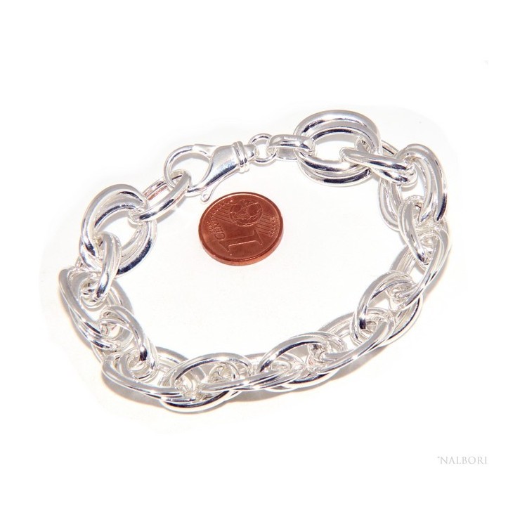 NLB|Woman bracelet in 925 sterling silver, 17 cm double oval link