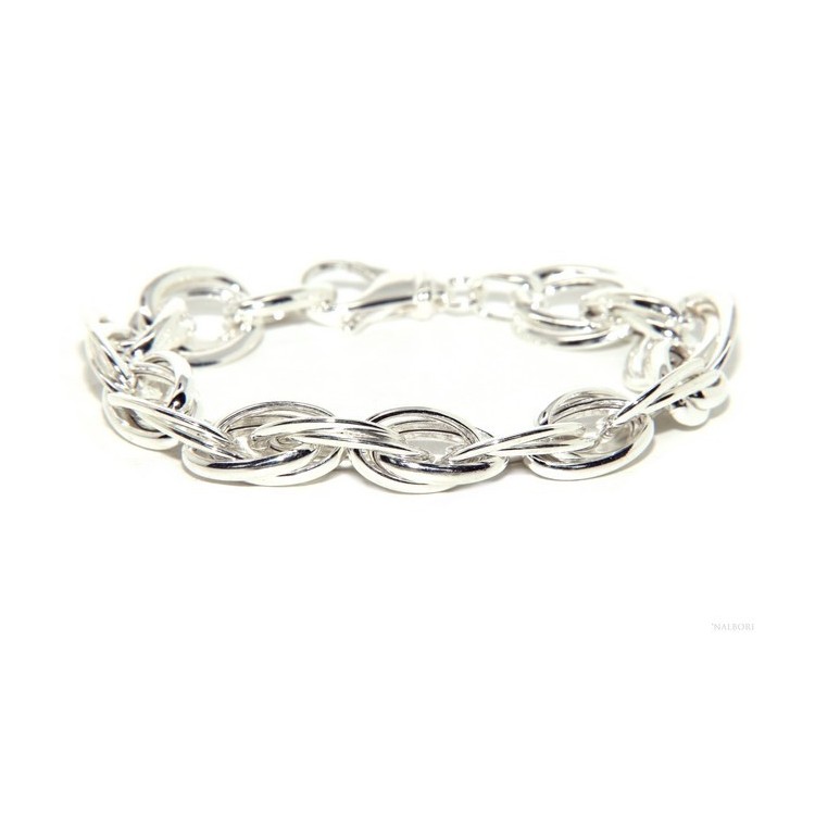 NLB|Woman bracelet in 925 sterling silver, 17 cm double oval link