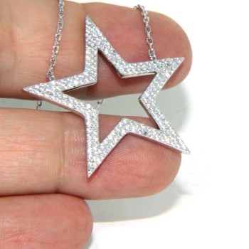 NLB|Collier necklace woman 925 SILVER with big star pendant pavé white cubic zirconia