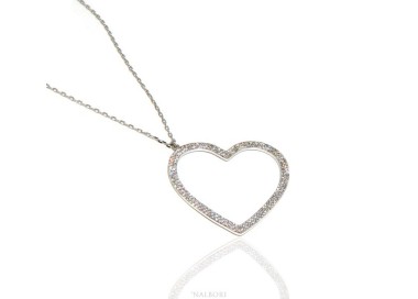 NLB|Necklace woman necklace SILVER 925 with big heart pendant white cubic zirconia