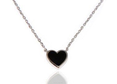 NLB|Collana donna cuore argento 925 e pietra onice nero 12x12mm NALBORI