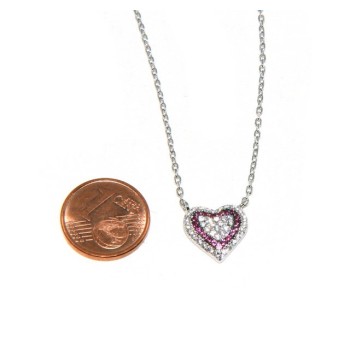 NLB|Necklace woman necklace SILVER 925 with heart pendant pavé micro white stones and rubin red cod 151862