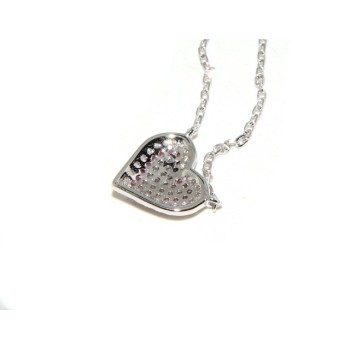 NLB|Necklace woman necklace SILVER 925 with heart pendant pavé micro white stones and rubin red cod 151862