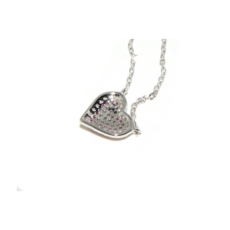 NLB|Necklace woman necklace SILVER 925 with heart pendant pavé micro white stones and rubin red cod 151862