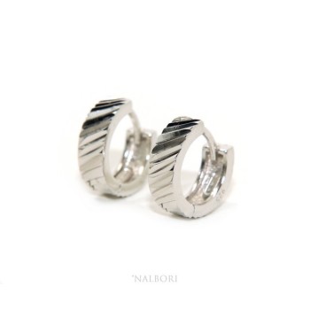 NLB|orecchini massicci argento 925 cerchi a scattino uomo e donna diamantati 13 mm 1 paio