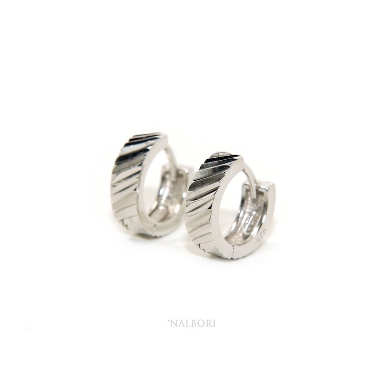 NLB|Silver 925 rhodium plate massive earrings with circles for man and woman diamonds
