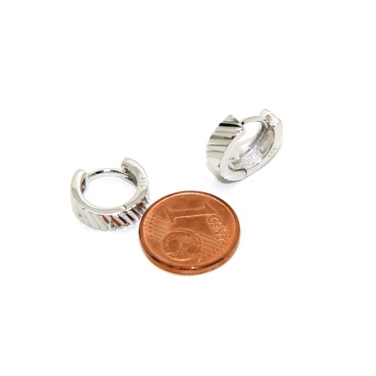 NLB|Silver 925 rhodium plate massive earrings with circles for man and woman diamonds