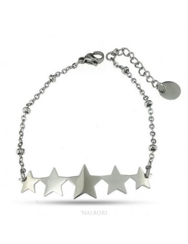 anallergic steel woman bracelet with 5 stars central