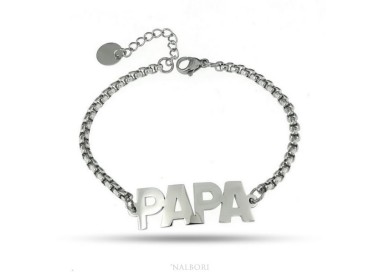 NALBORI hypoallergenic steel bracelet pop corn jersey with PAPA 'plate