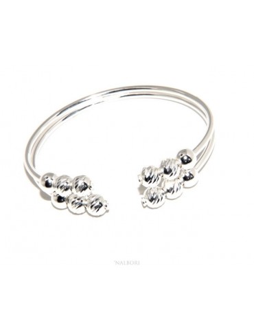 ARGENTO 925 : Bracciale donna schiava aperto doppio contrarie' palline sfaccettate