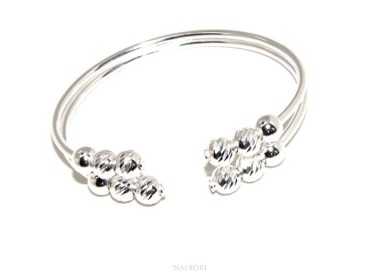 NLB|ARGENTO 925 : Bracciale donna schiava aperto doppio contrarie' palline sfaccettate