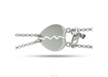 NLB|double hypoallergenic steel bracelet he her heart key padlock