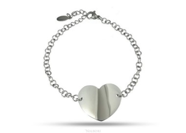 NLB|anallergic steel bracelet rolo 'with big heart in the center