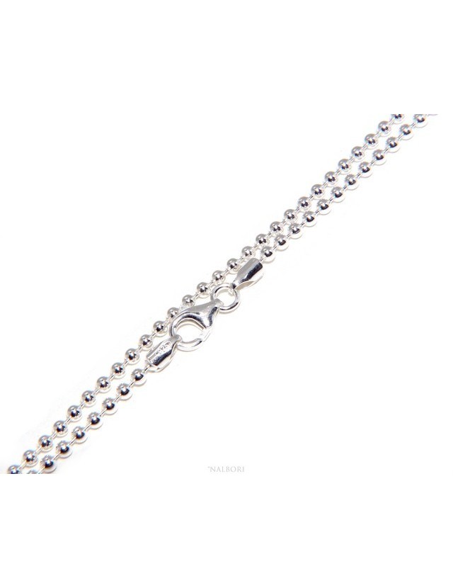 ARGENTO 925 : Girocollo collana pallini palline balls 2,5 mm varie lunghezze modello chiaro sbiancato