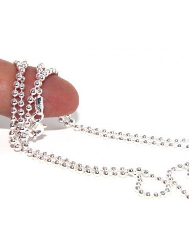 ARGENTO 925 : Girocollo collana pallini palline balls 2,5 mm varie lunghezze modello chiaro sbiancato