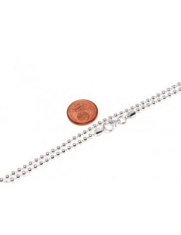 ARGENTO 925 : Girocollo collana pallini palline balls 2,5 mm varie lunghezze modello chiaro sbiancato